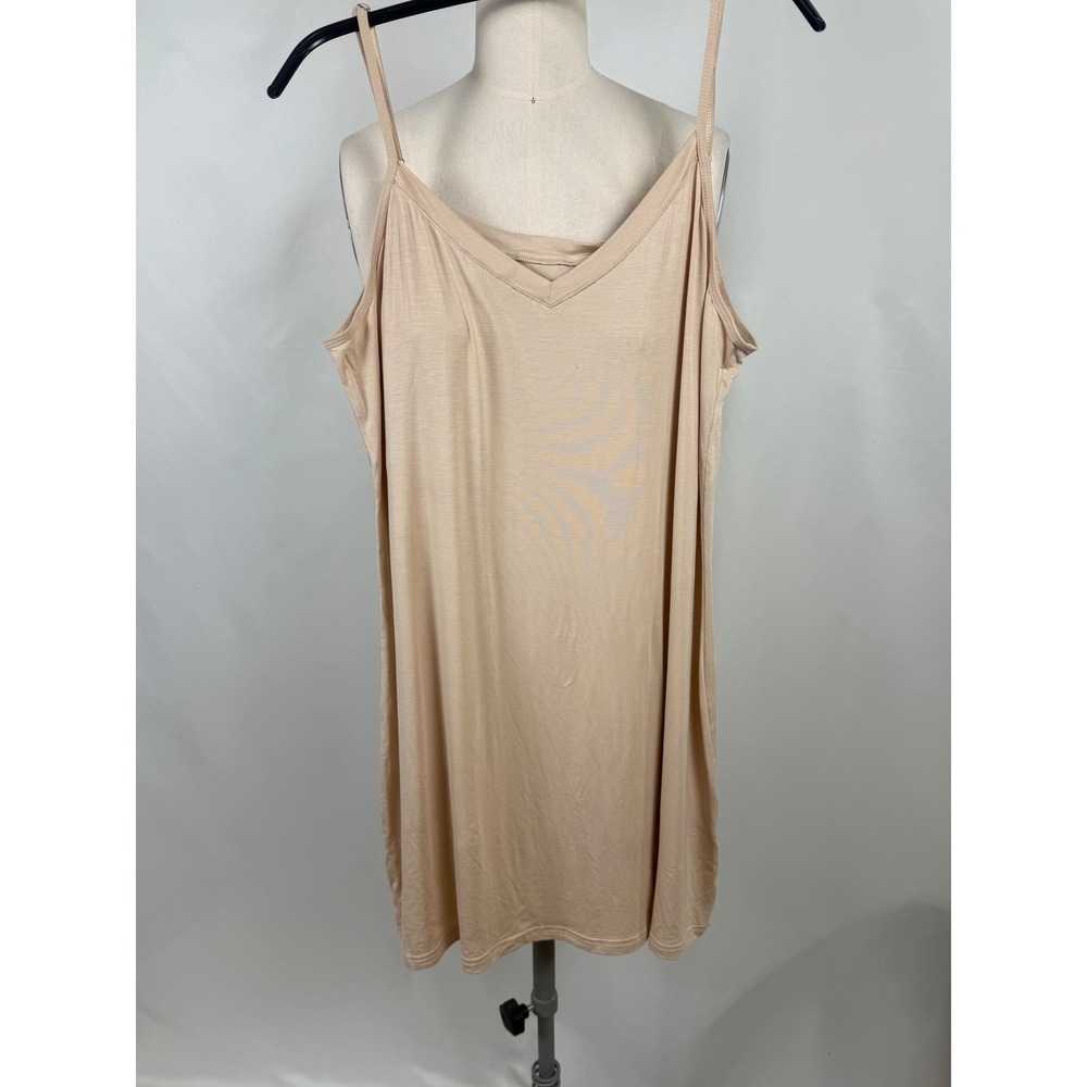 AUEEGN‎ Women XL Beige Slip Cami Dress Sleepwear Lounge Soft Basic Lightweight